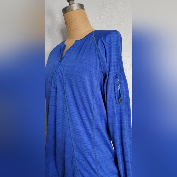 Athleta Long Sleeves Pacific Blue UPF 1/4 Zip Rash Guard Shirt Top Size XL - Picture 3 of 10